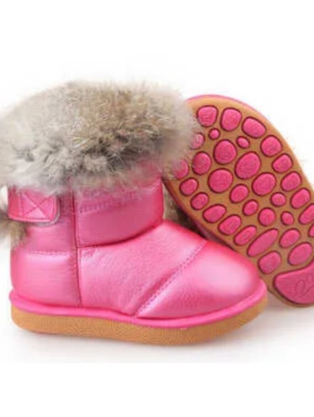 Pink Girls Winter Boots with Fur Trim Size 7